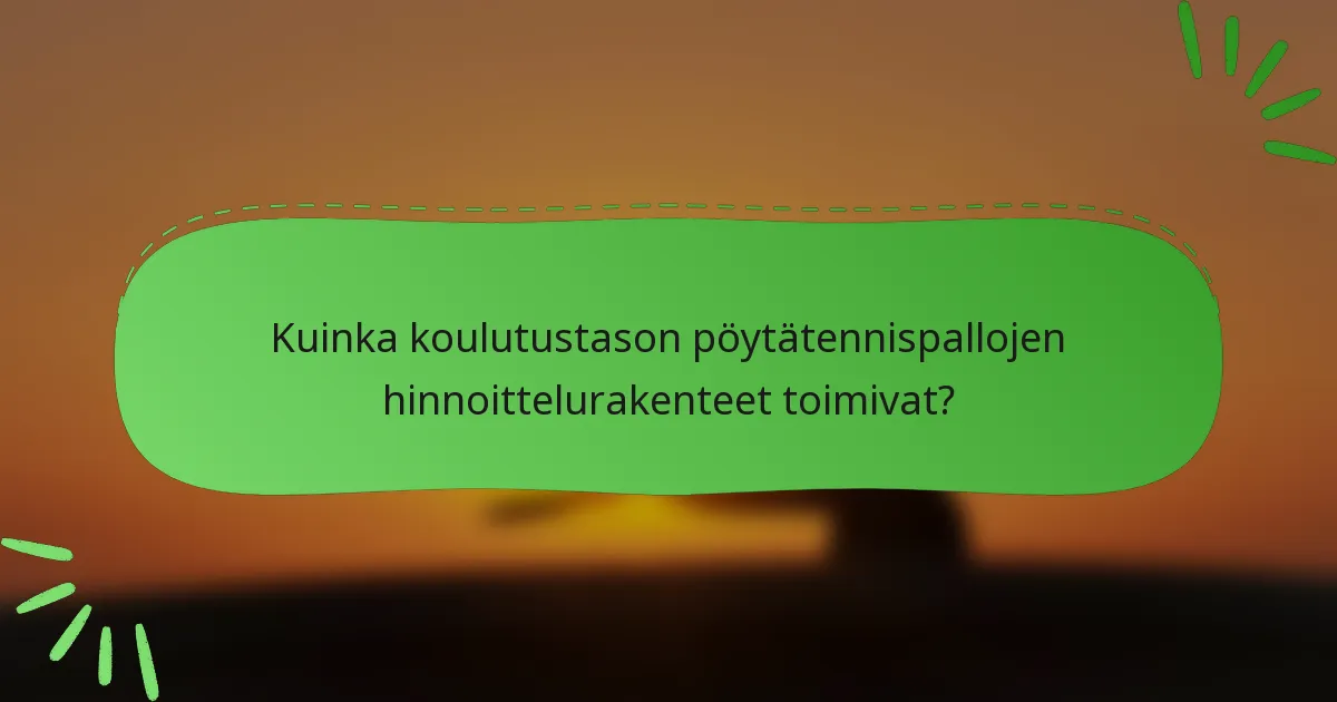 Kuinka koulutustason pöytätennispallojen hinnoittelurakenteet toimivat?